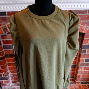 Unknown Brand, Army Green Blouse with Puffy Sleeves. Very Soft and Light. 2X